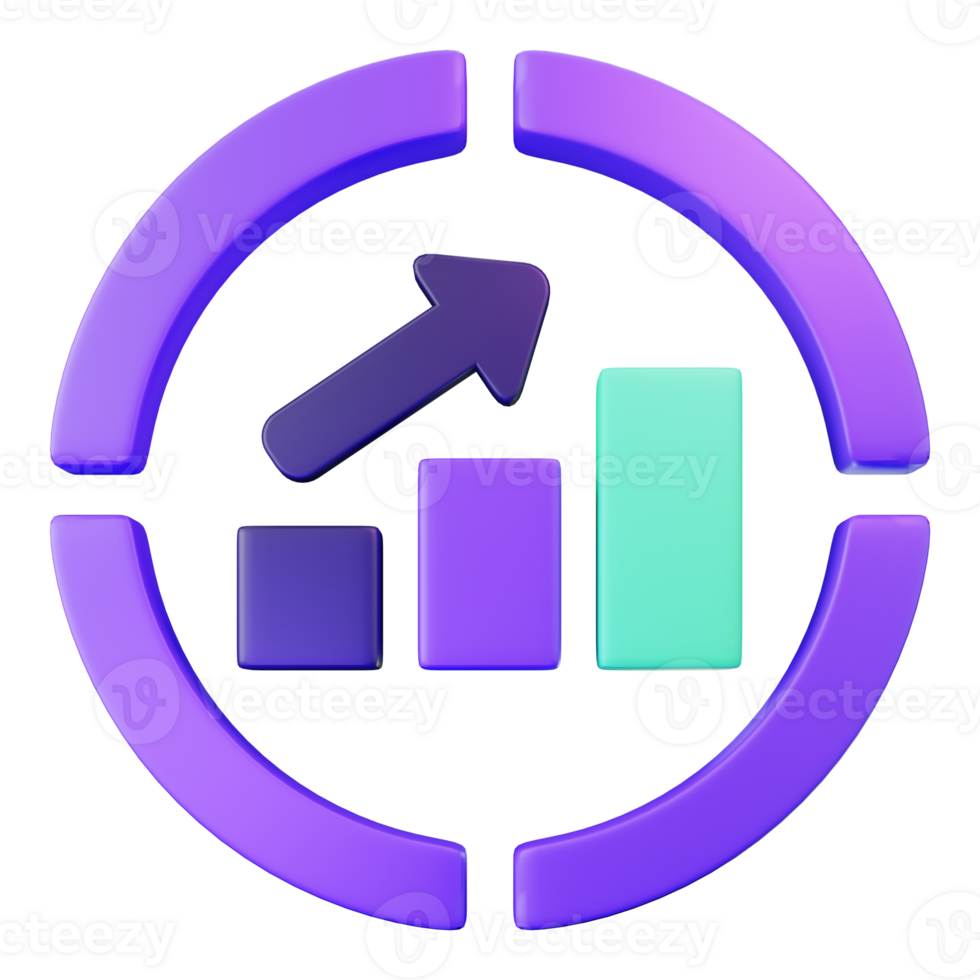 3D Render Dynamic Chart Icon for Data Visualization png