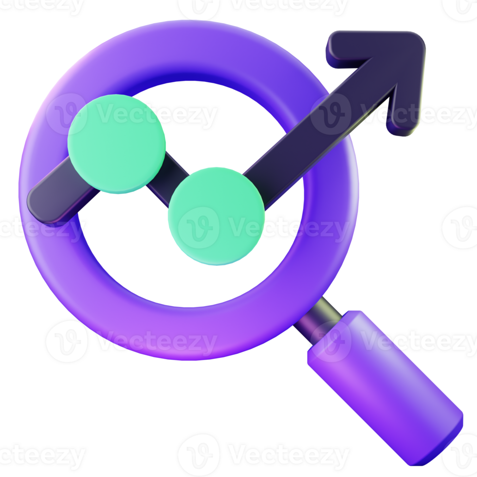 3D Render Innovative Data Analytics Icon for Visual Representation png