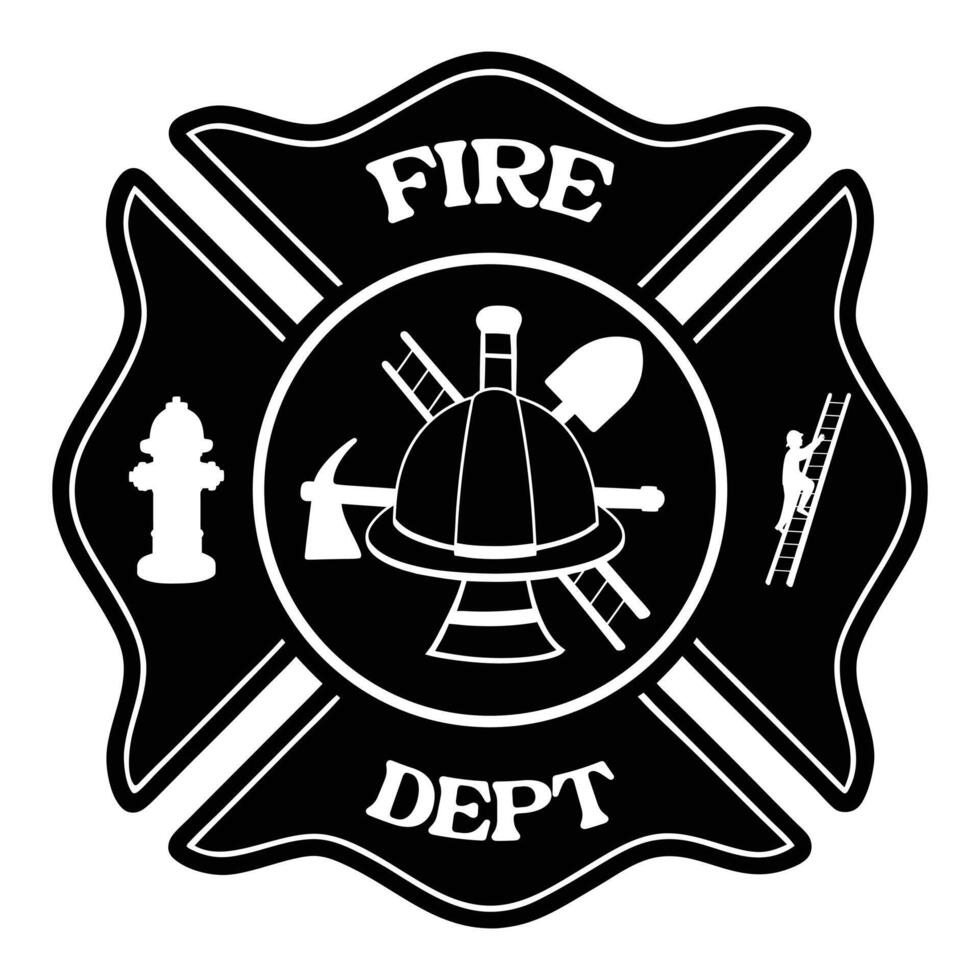 Maltese Cross Fireman T-shirt Design for Fire Department Supporters vector