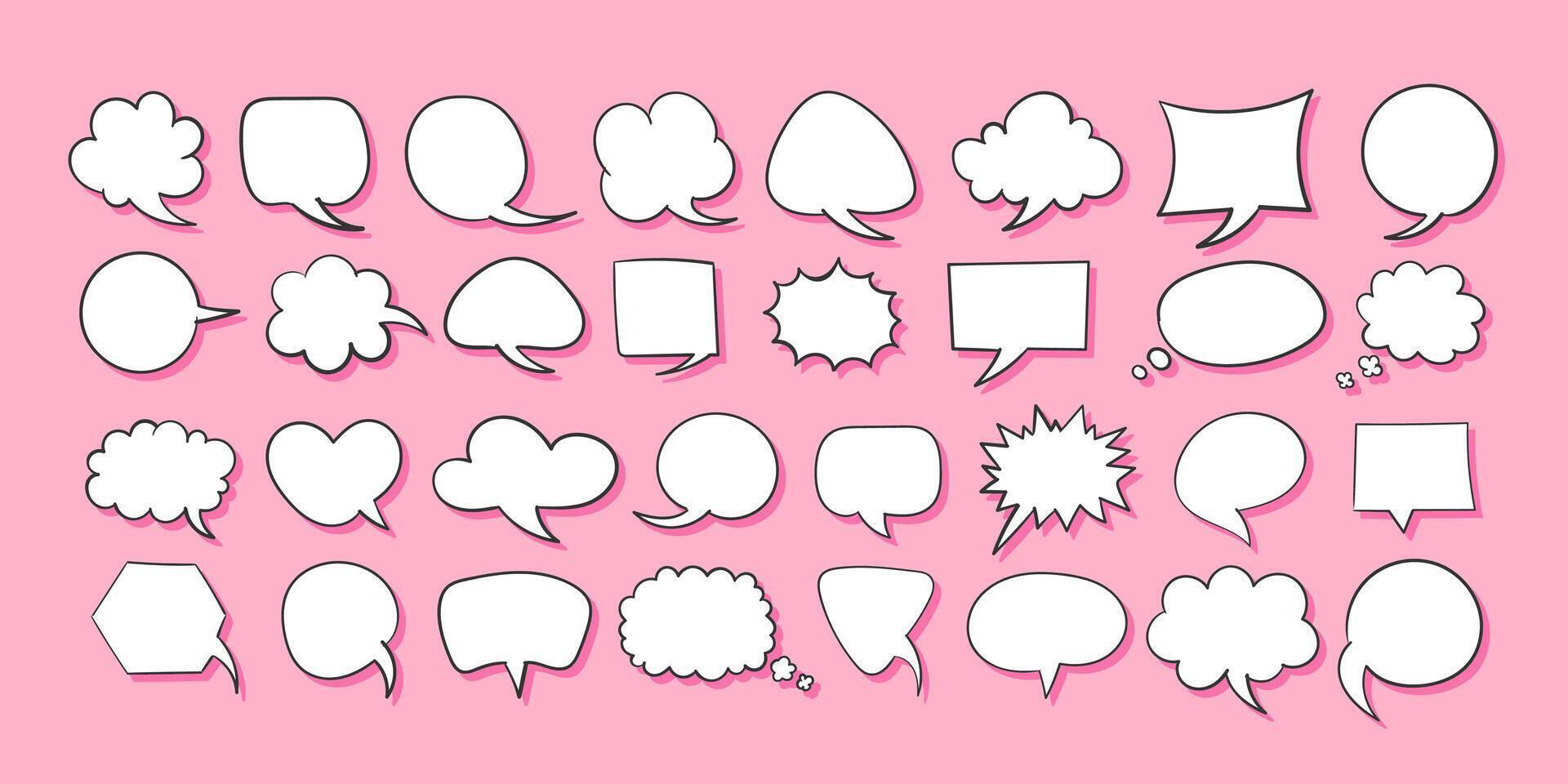 Cloud speech bubbles set. Retro empty comic speech bubbles vector