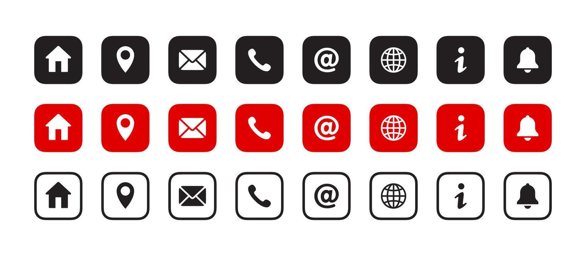 Contact icons set. Contact and communication icons vector