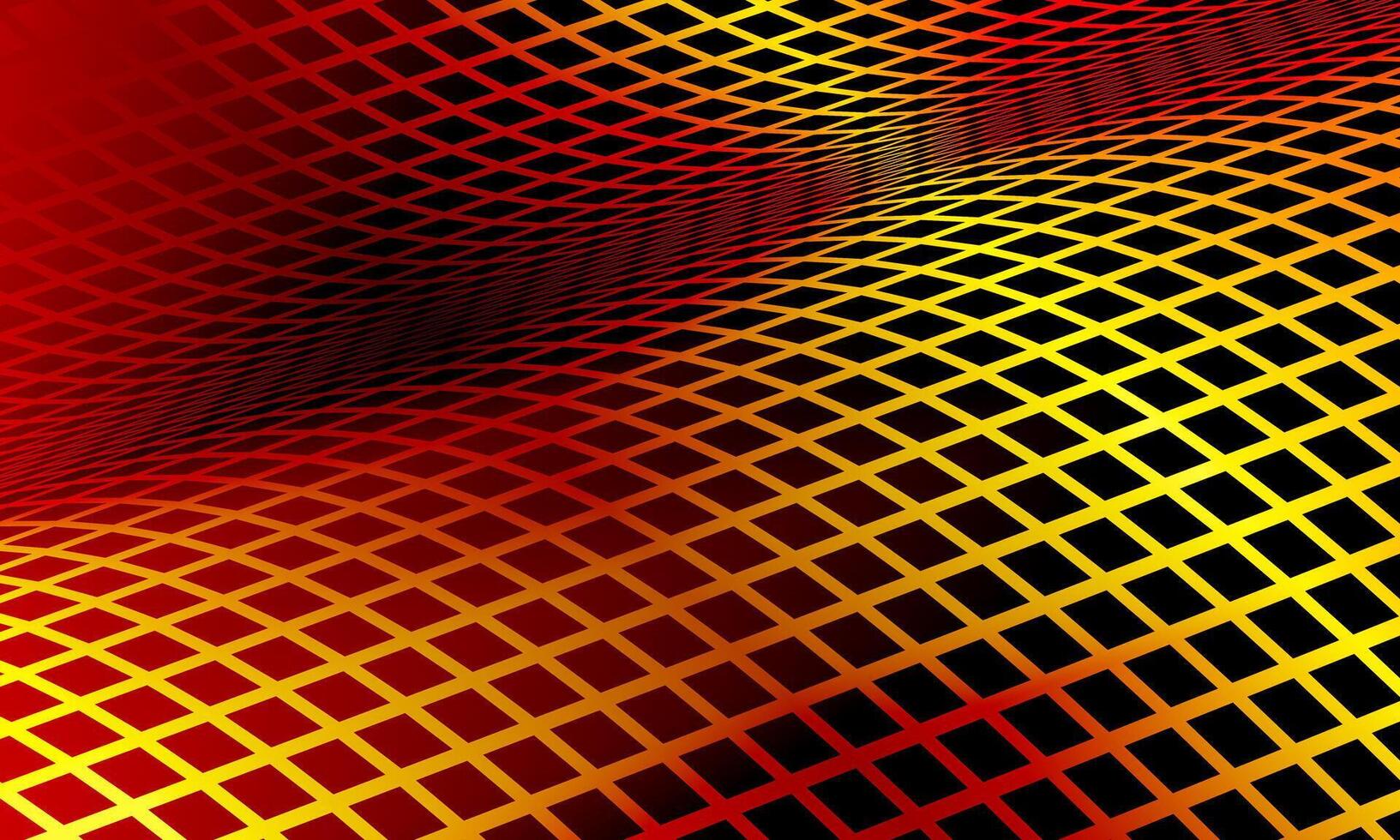 Glowing neon wireframe background. orange gold shining checkered grid planes in perspective. luxury futuristic shape. vector