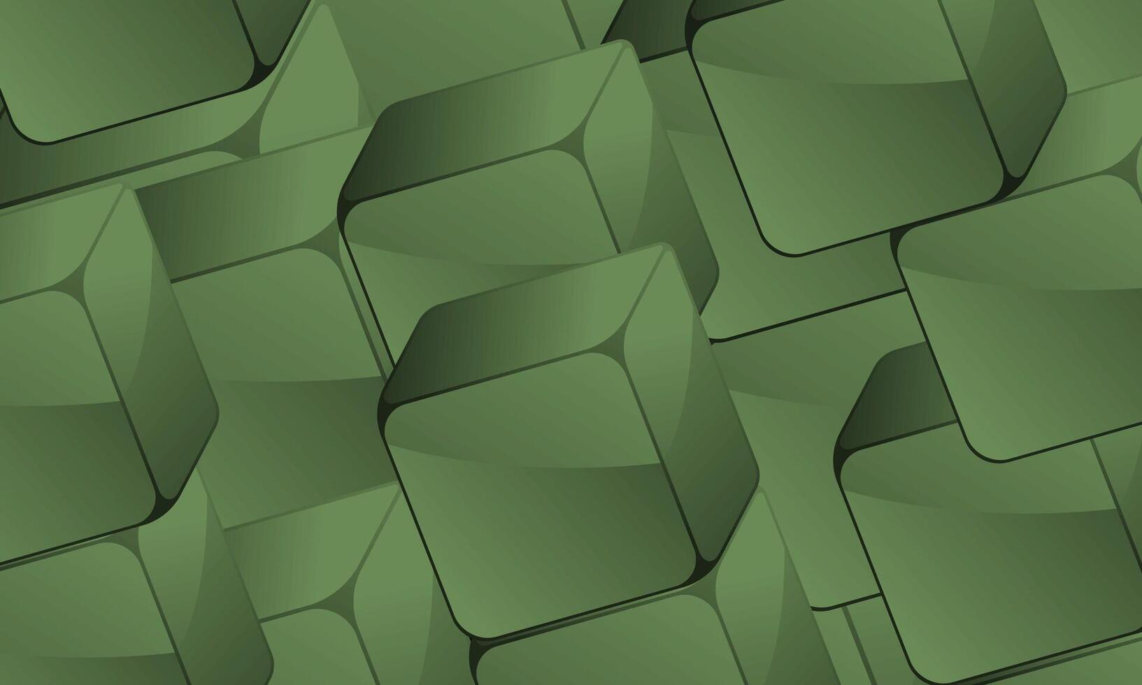 Modern digital geometric cube abstract background. Stylish realistic green cubes pattern. glass square. vector