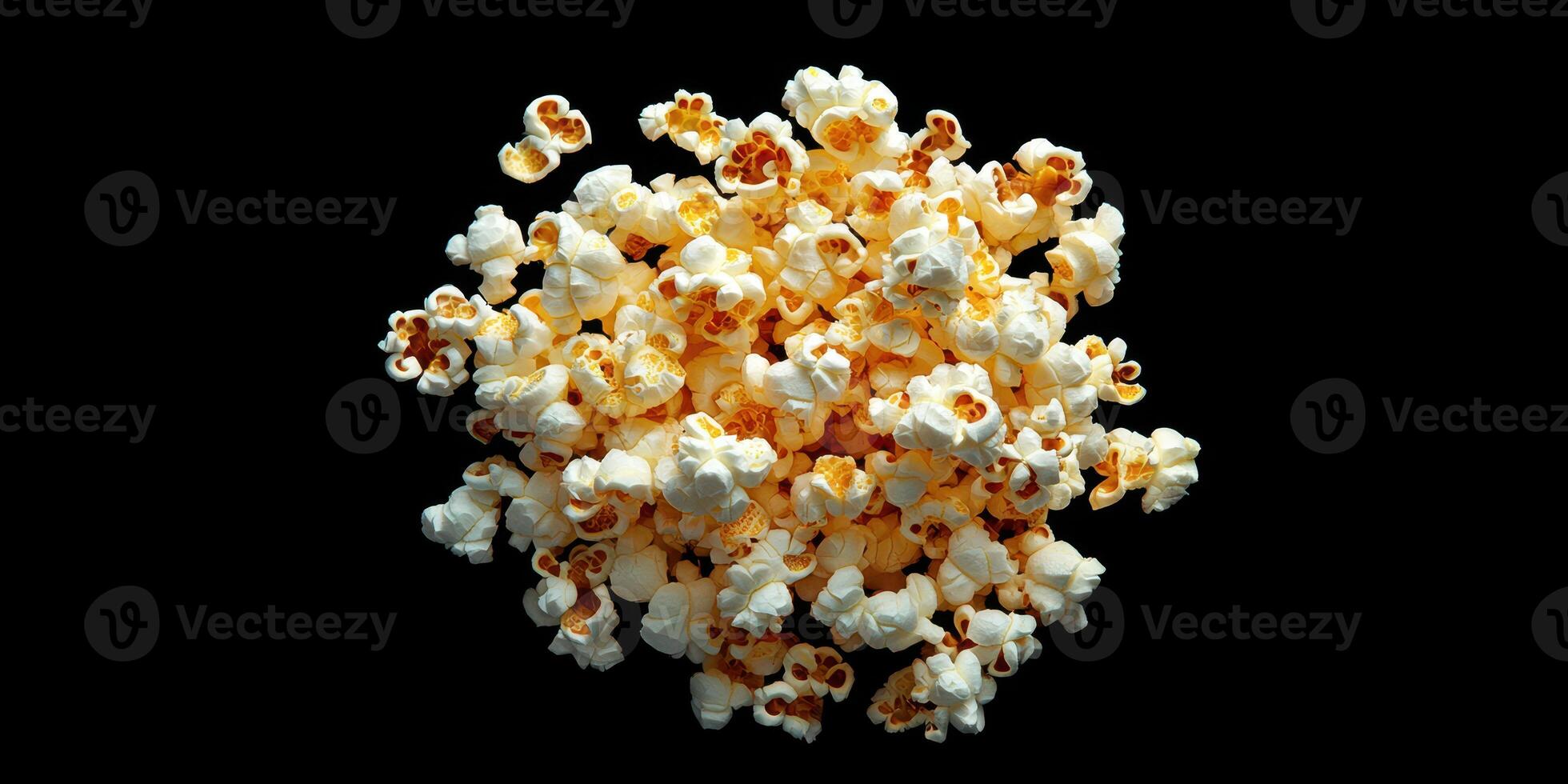 Popcorn cluster on a dark background highlights texture and shape in an appetizing arrangement ideal for movie night enjoyment photo