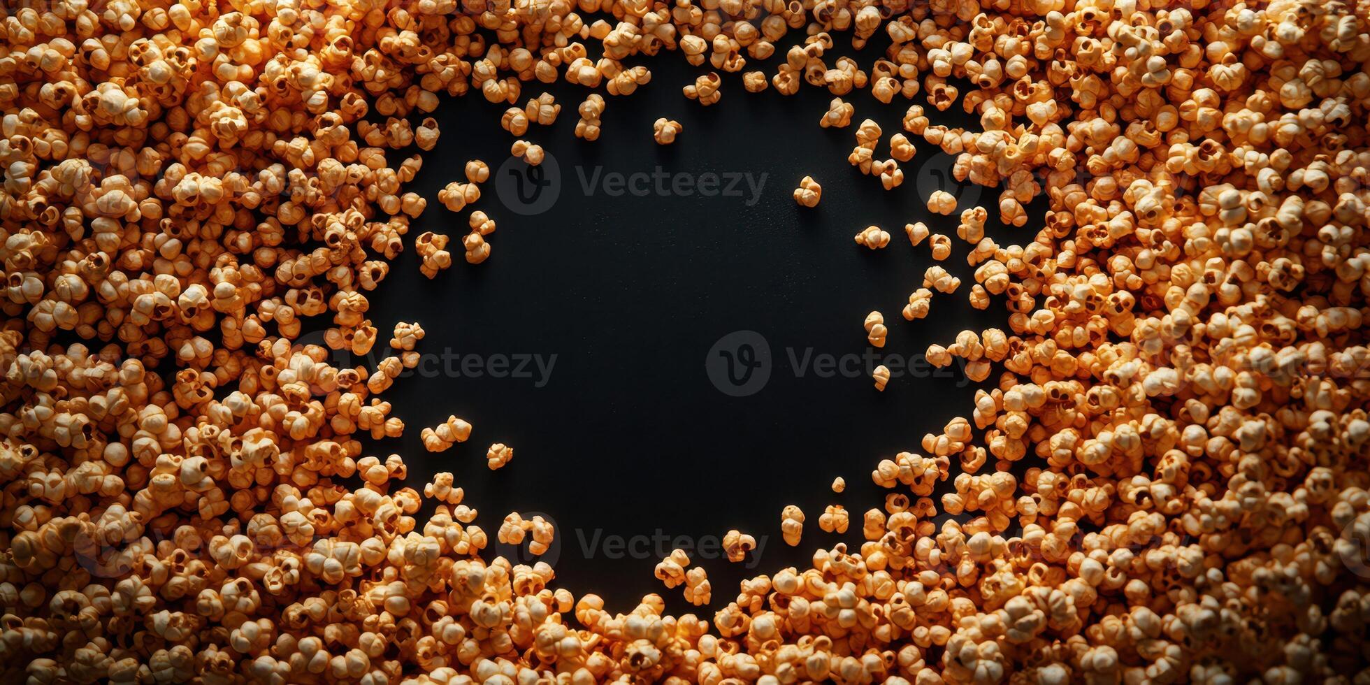 Popcorn scattered around a dark surface creates a fun and delicious snack environment perfect for movie night photo