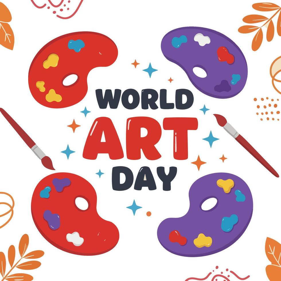 Artistic Flourish Celebrating World Art Day with Vibrant Palettes and Playful Colors vector