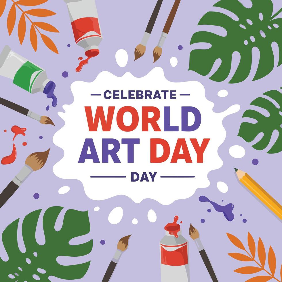 Dynamic Celebration of World Art Day A Fusion of Colors and Creativity vector