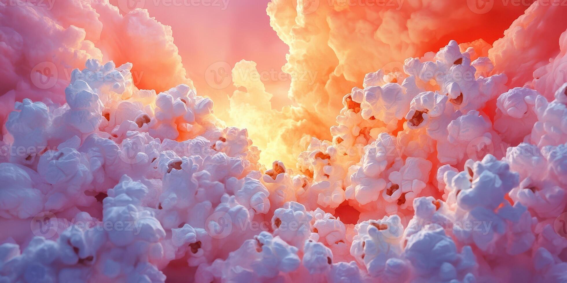 Colorful clouds form a vibrant landscape during sunset creating a surreal and magical atmosphere photo