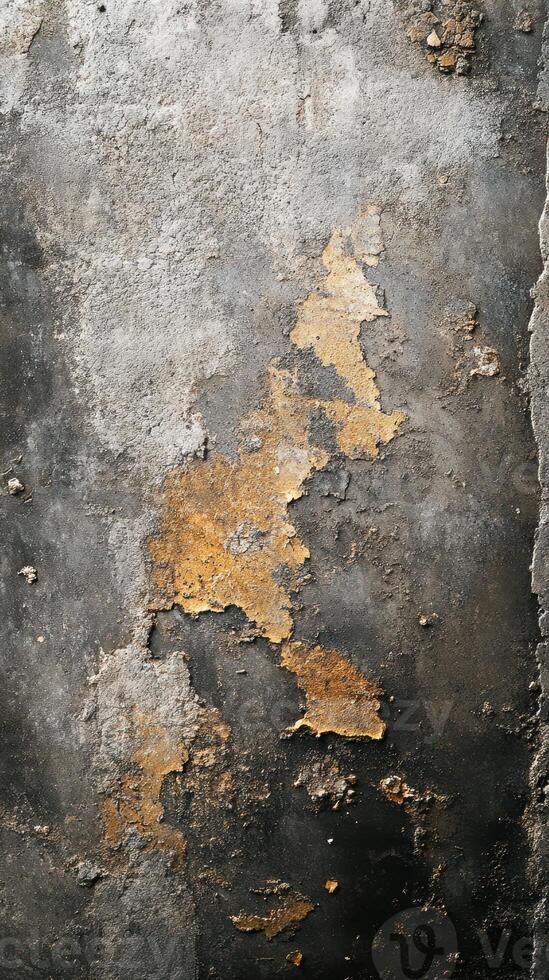 Texture of weathered wall with peeling paint and rust at an abandoned site during daylight photo