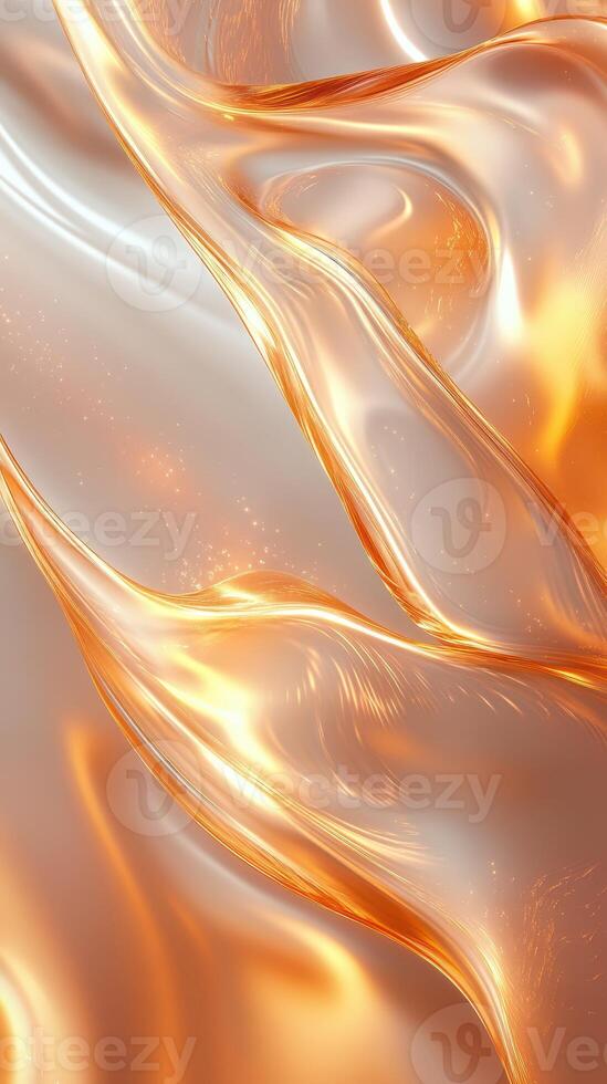 Elegant flowing fabric in warm orange and soft white tones creates a mesmerizing visual effect at a close distance photo