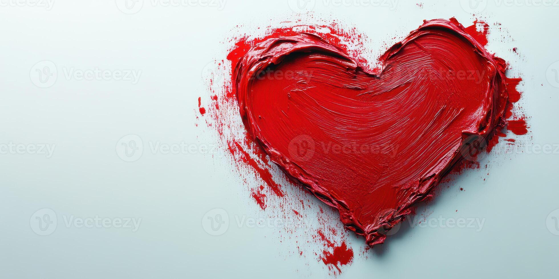 Creative red heart shape painted on a white canvas showcasing vibrant colors and artistic expression photo