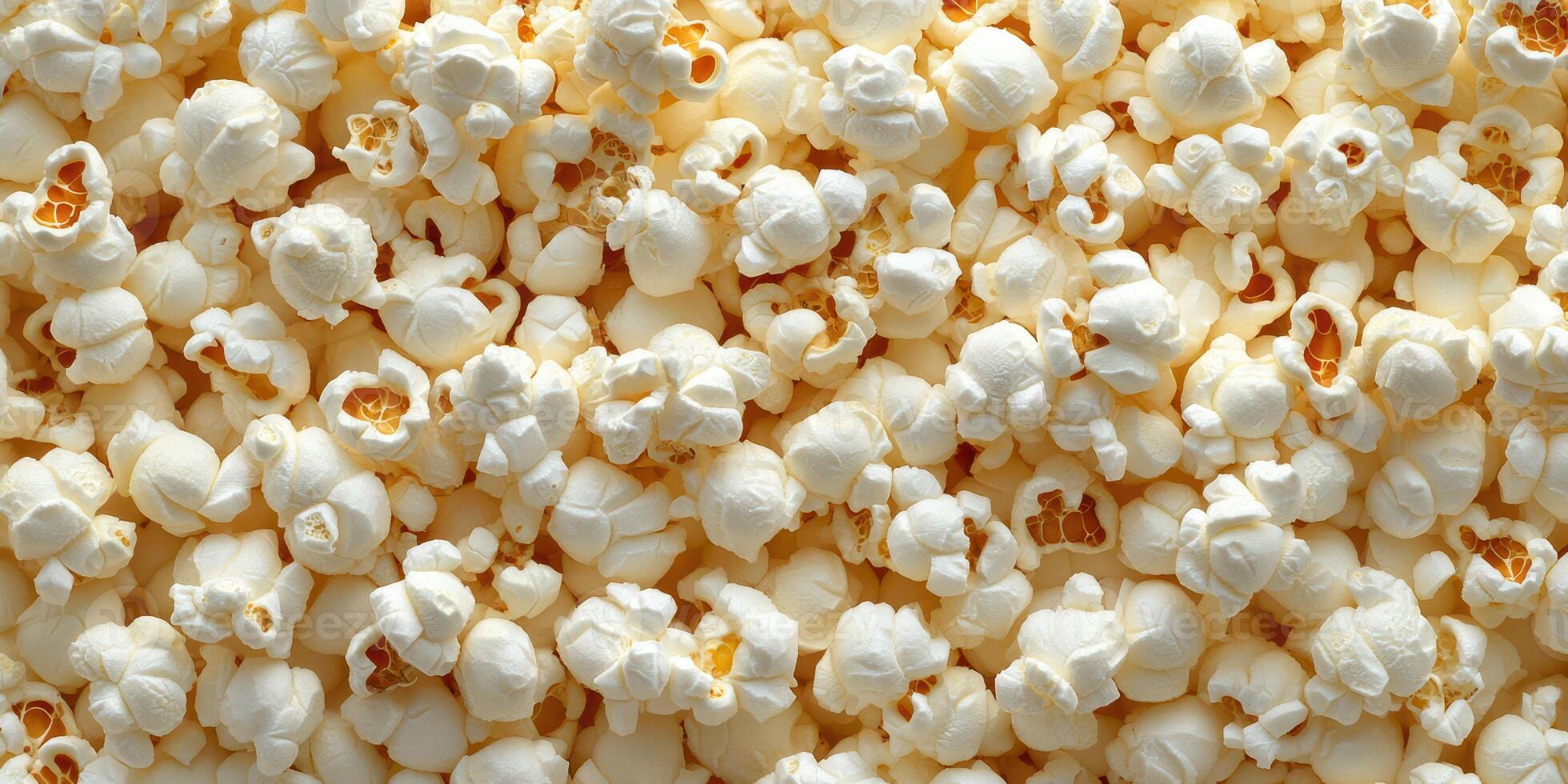 Popcorn is arranged in a scattered pattern, showcasing its fluffy texture and light color, ideal for movie nights or snacking photo