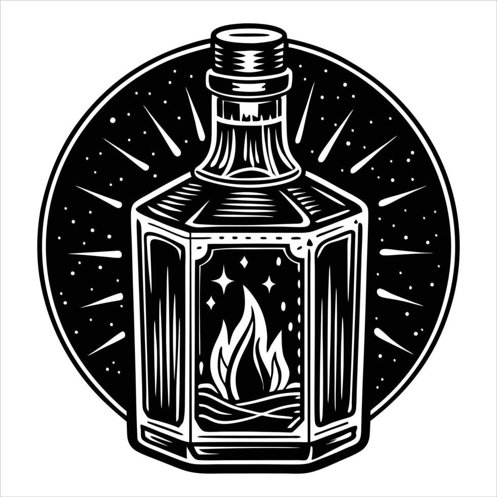Glowing Whiskey Bottle vector