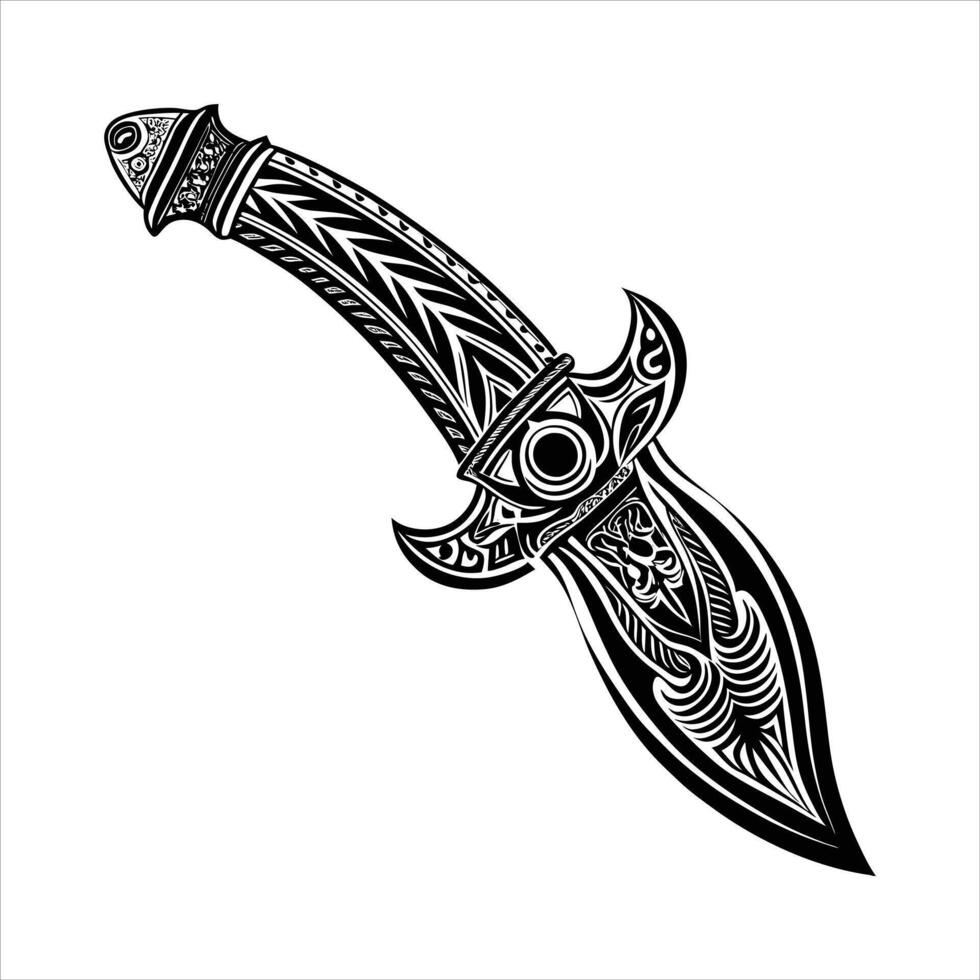 A curved silver sword with a decorative hilt vector