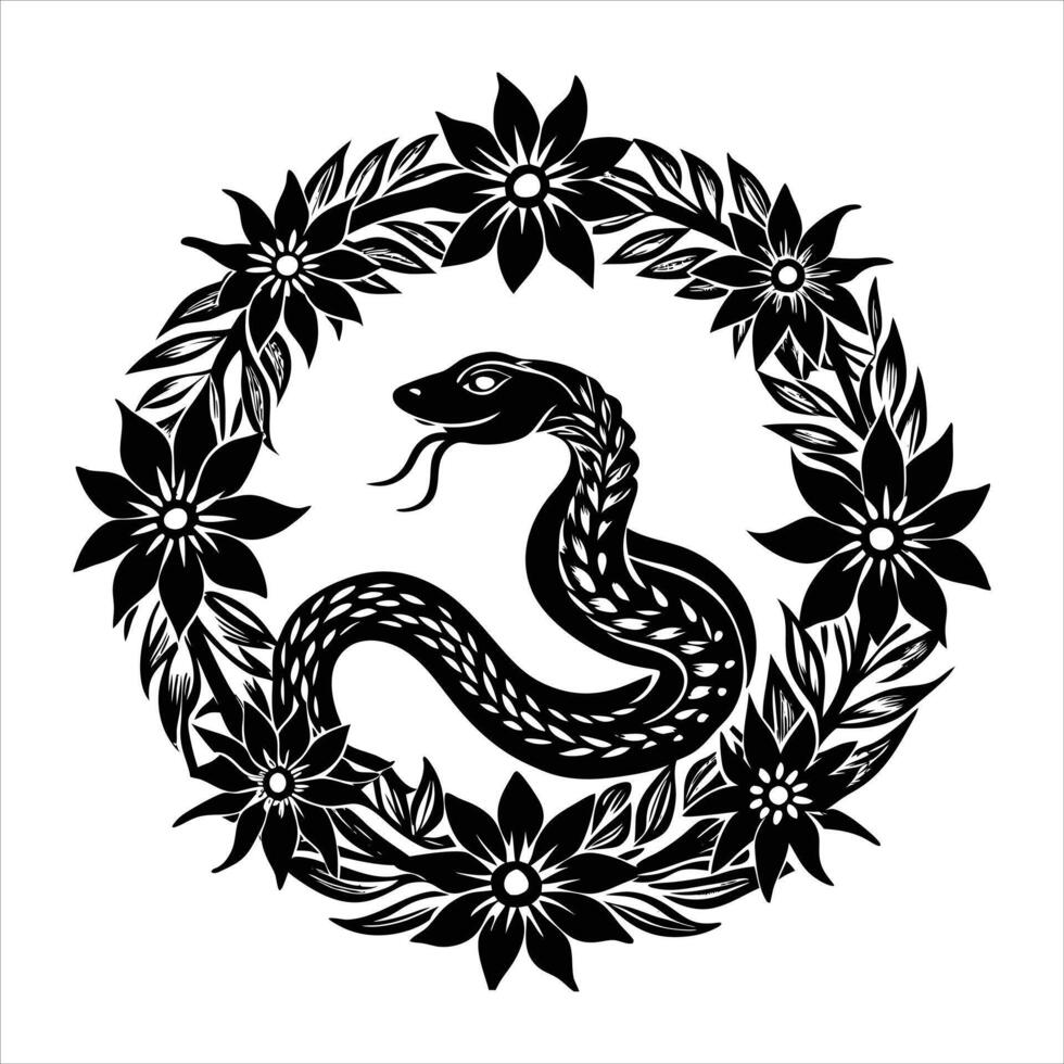 Floral snake illustration vector