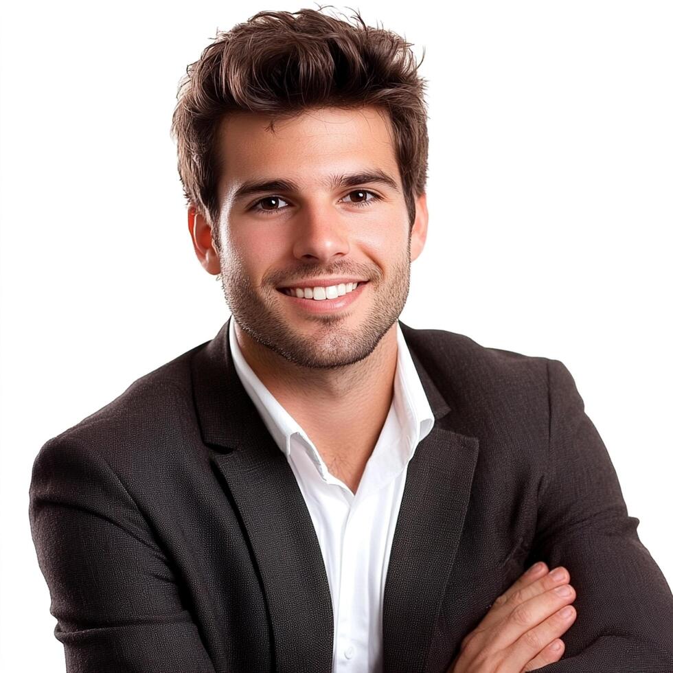 A man in a suit and tie smiling photo