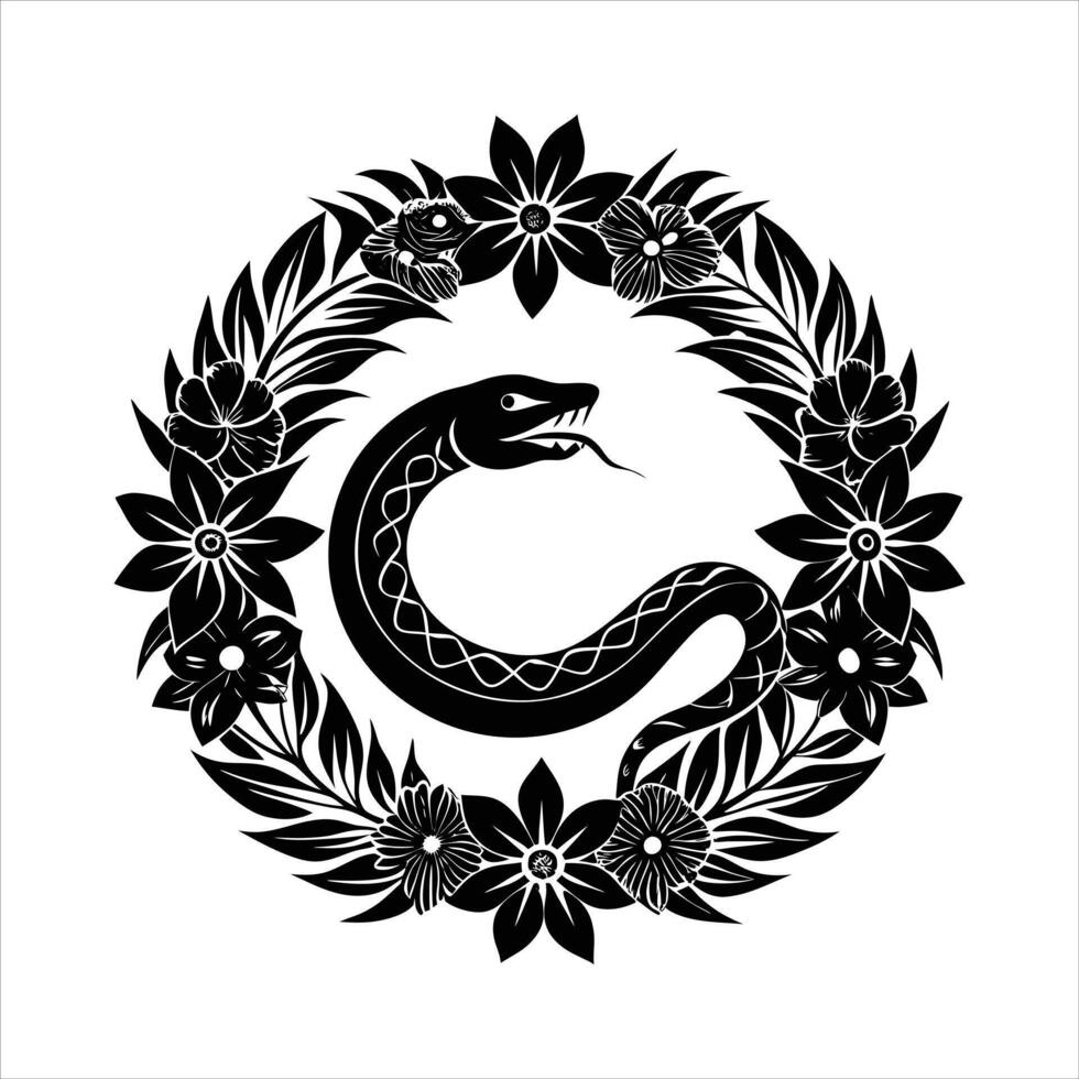 Aesthetic Floral Snake vector