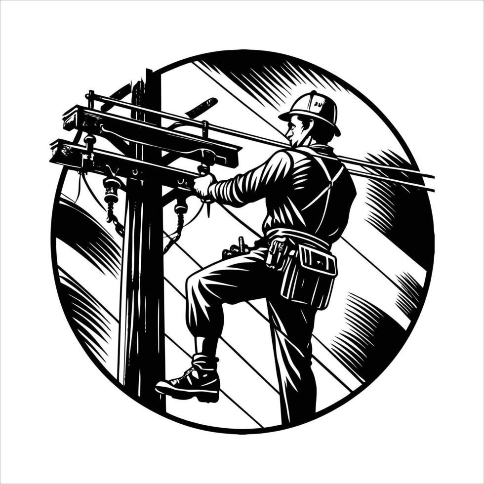 A lineman working on a power vector