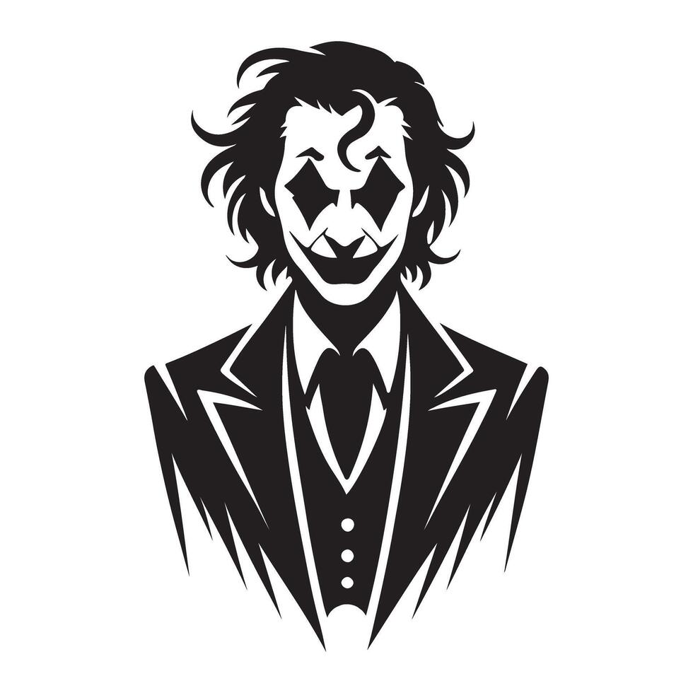 The Joker Silhouette Illustration Iconic Villain Character vector