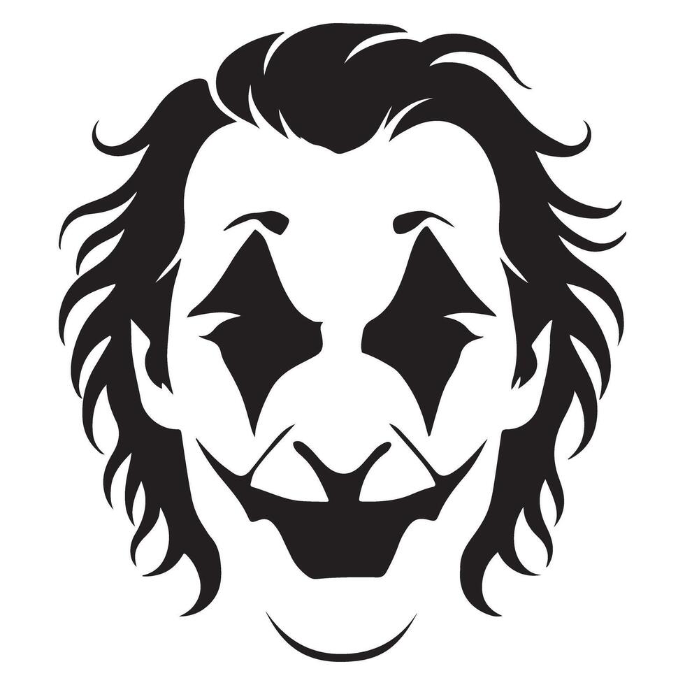 Silhouette Joker Face Iconic Villain Expression Halloween Art Illustration vector