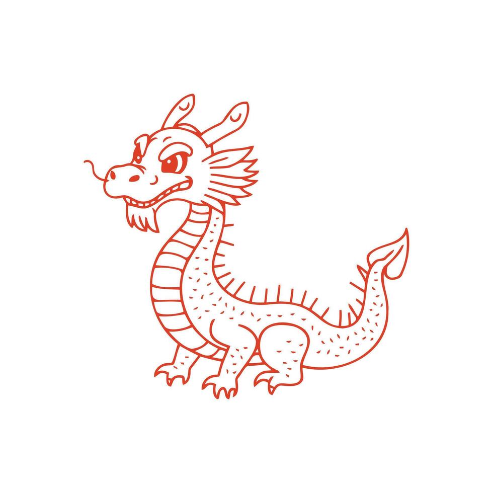 Friendly Dragon Cartoon Sketch Isolated Image Mythical Creature Design Template vector