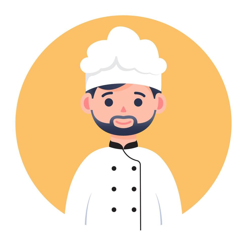 Flat Style Chef with Orange Circle Background vector