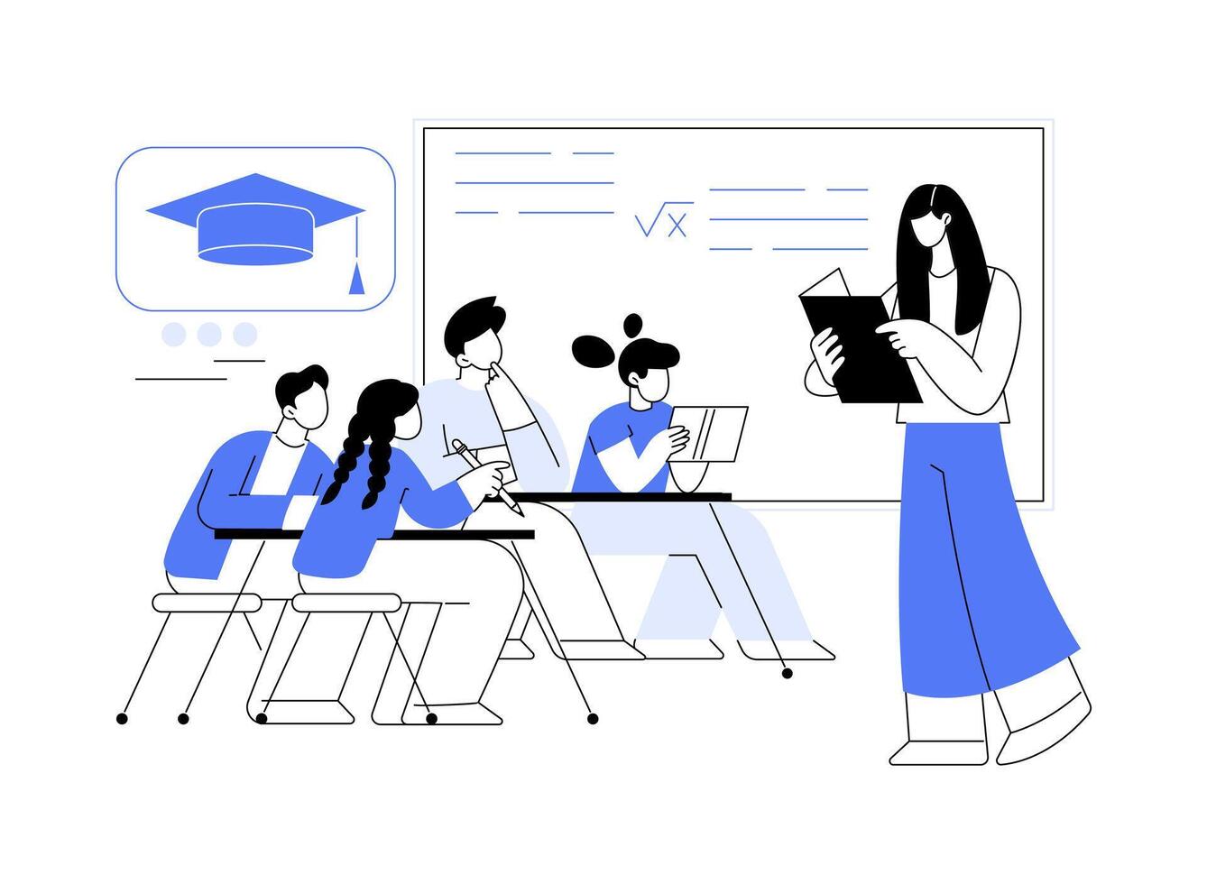 Secondary education teacher isolated cartoon illustrations. vector