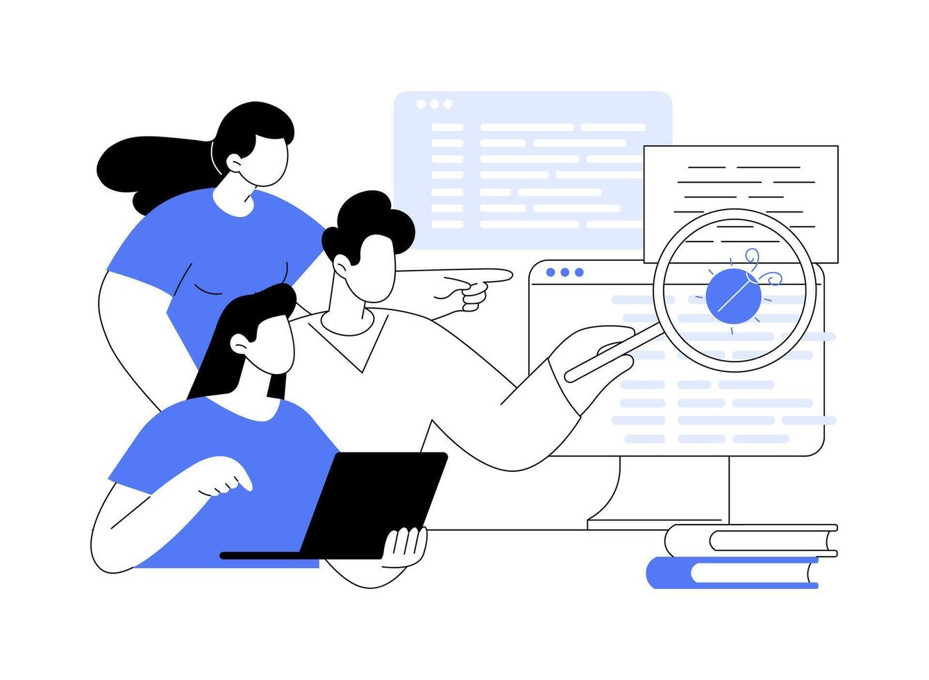 Software testing isolated cartoon illustrations. vector