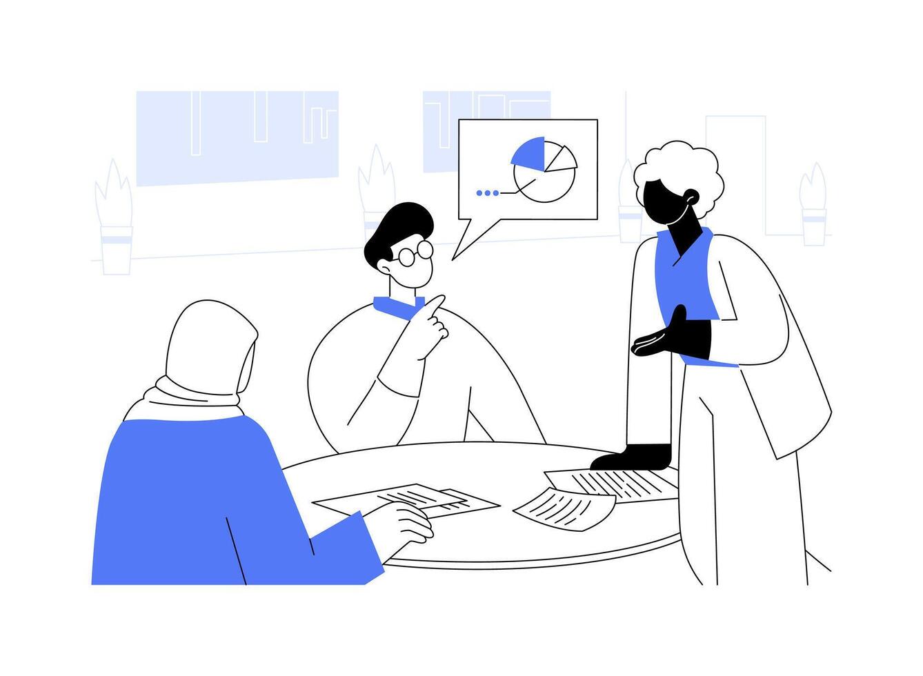 Meeting client isolated cartoon illustrations. vector