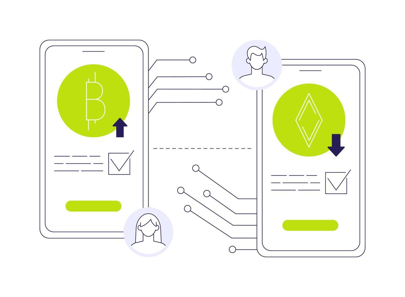 Cryptocurrency transaction abstract concept illustration. vector