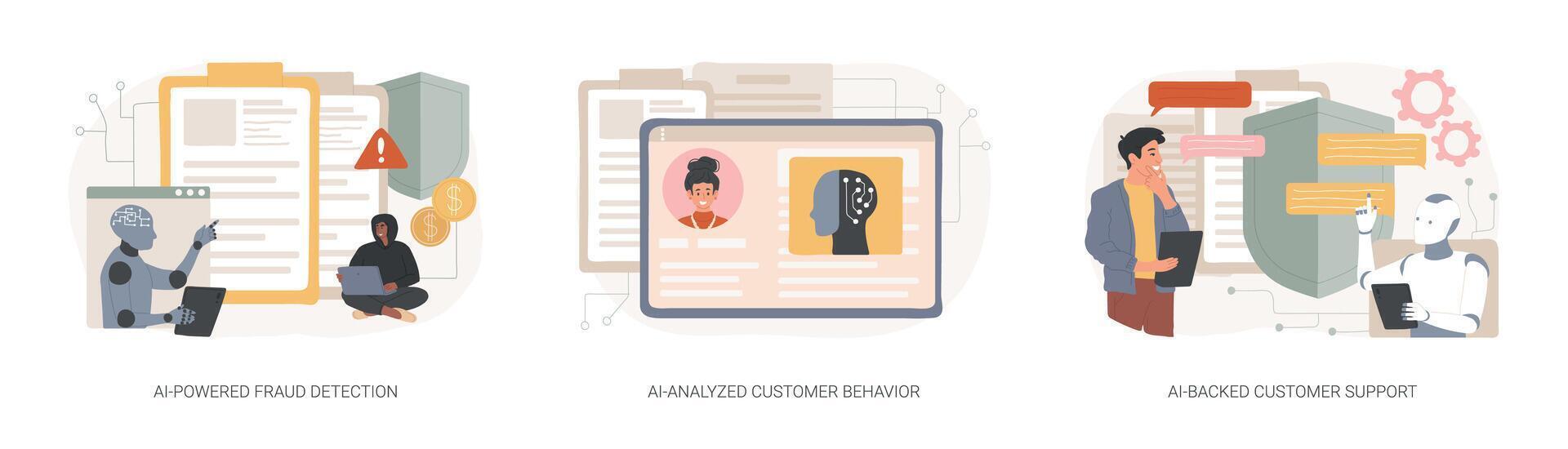 AI in Insurance Business abstract concept illustrations. vector