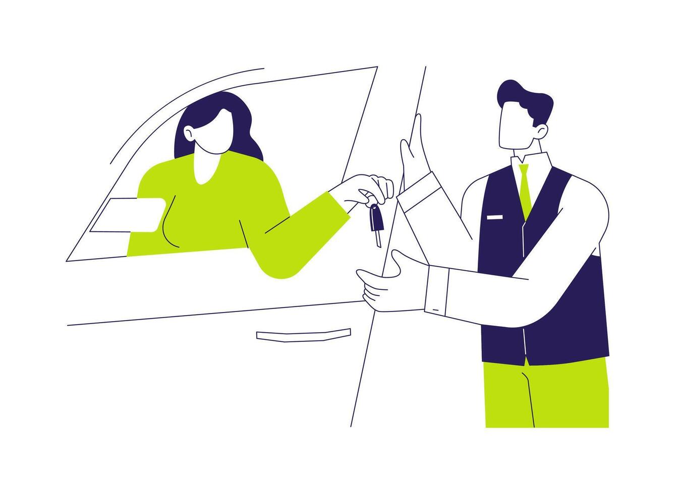 Valet parking service abstract concept illustration. vector