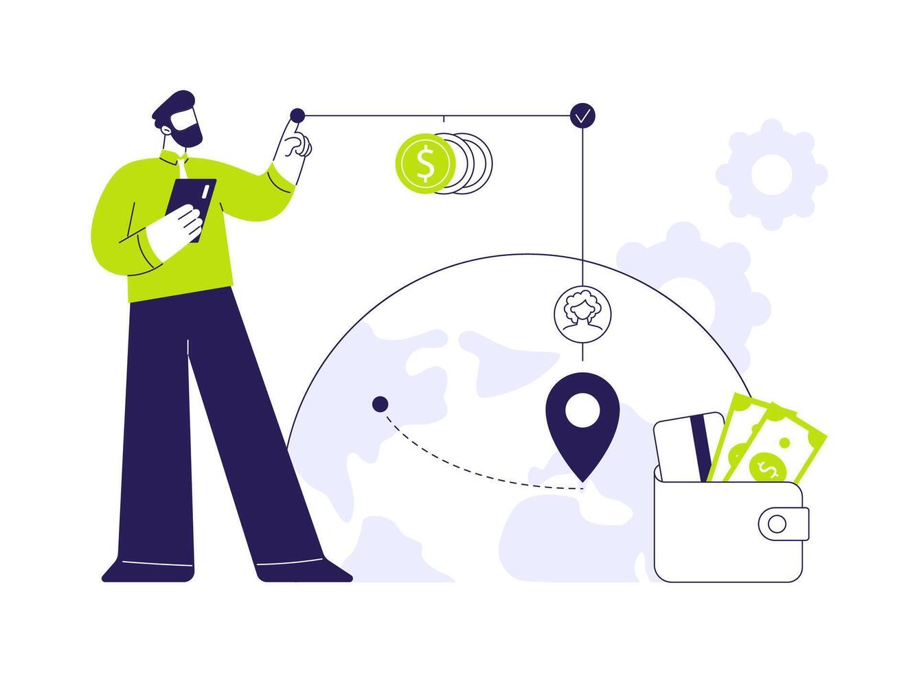 Cross-border payments abstract concept illustration. vector