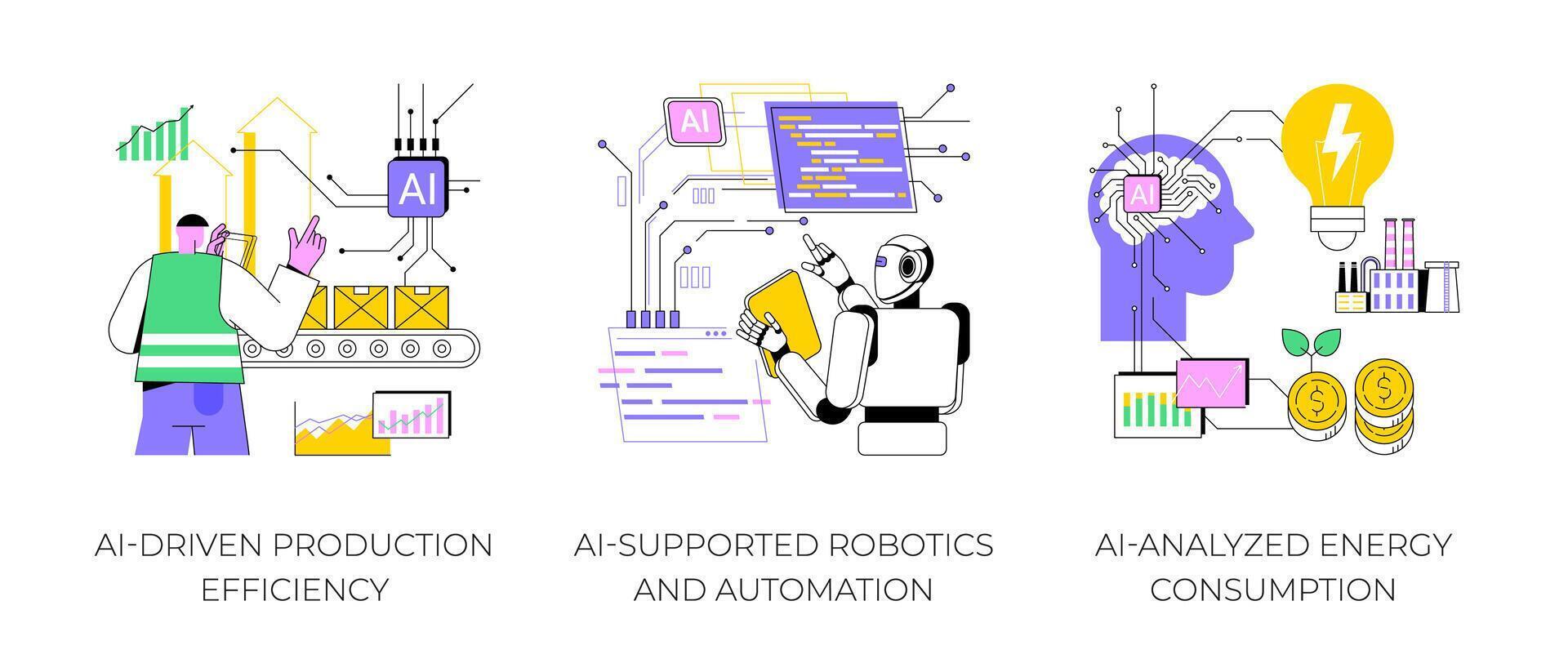 Artificial Intelligence in Manufacturing abstract concept illustrations. vector