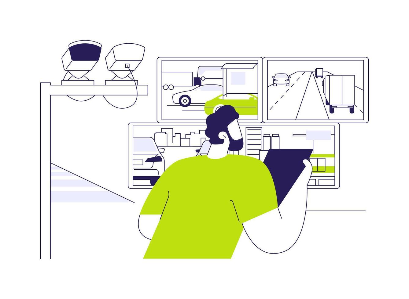 Security monitoring and analysis abstract concept illustration. vector