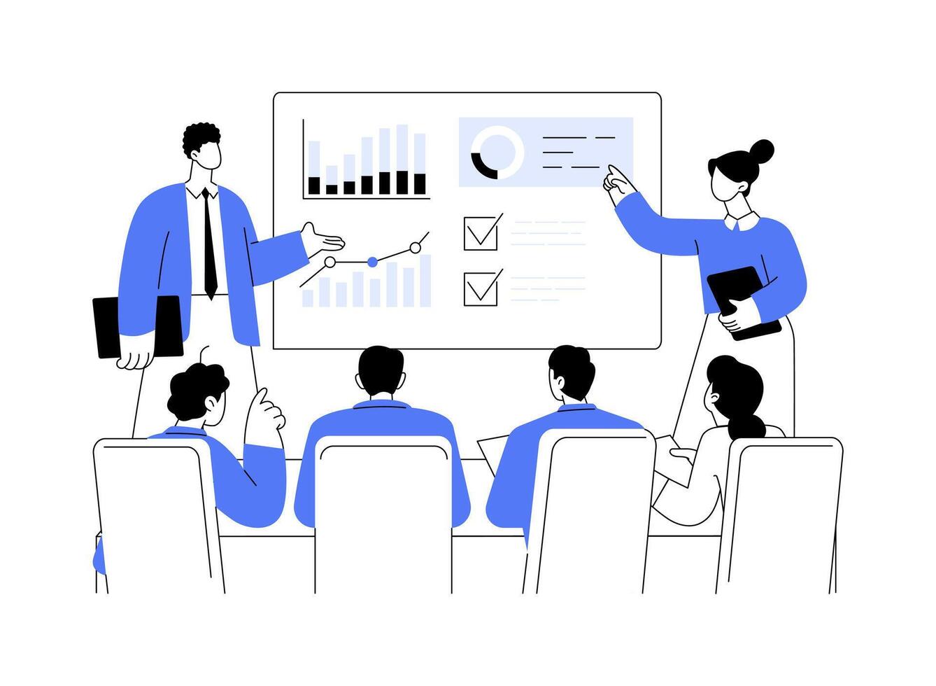 Meet stakeholders isolated cartoon illustrations. vector