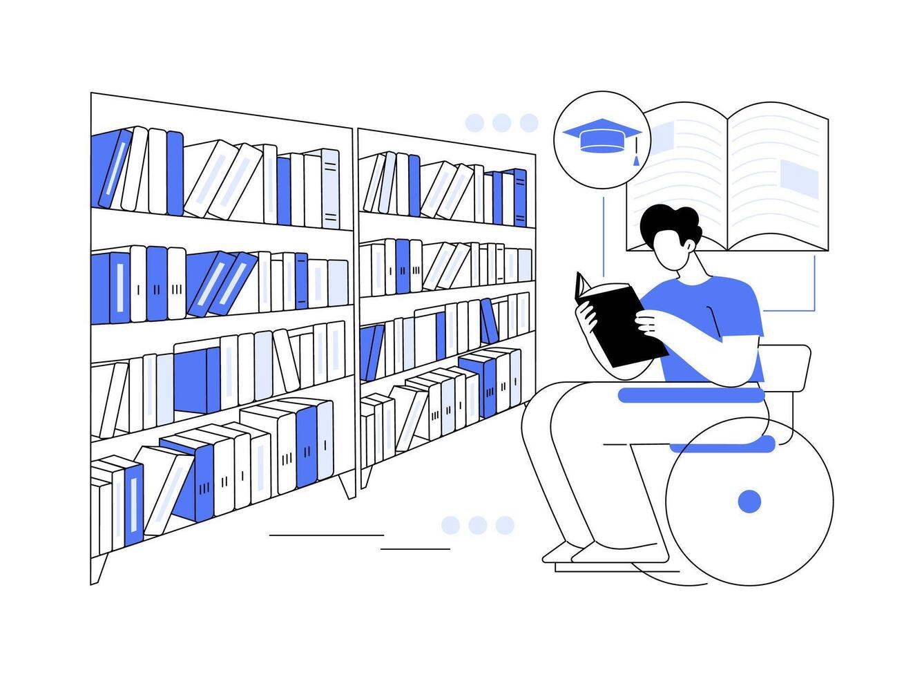 Reading literature isolated cartoon illustrations. vector
