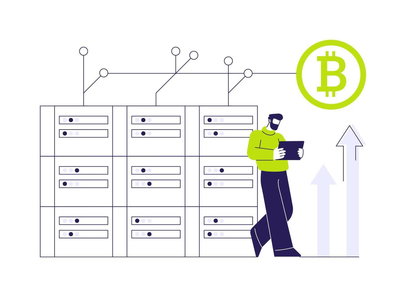 Cryptocurrency mining abstract concept illustration. vector