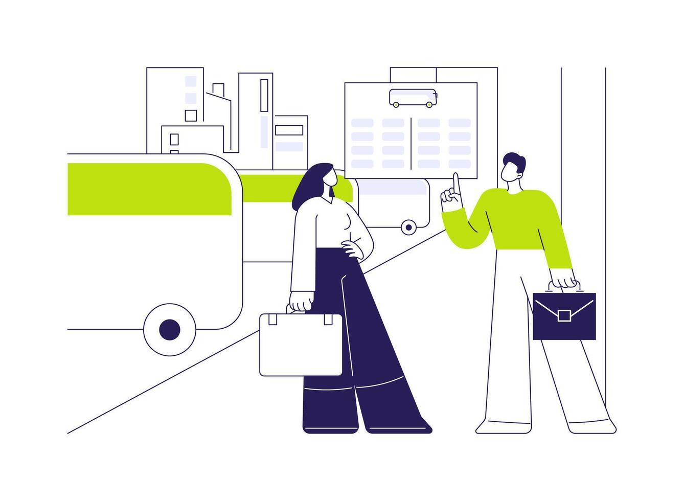 Bus stop information display abstract concept illustration. vector