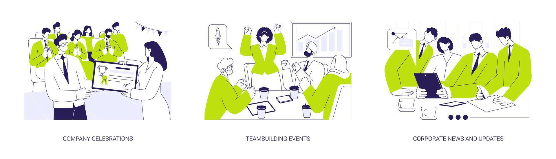 Corporate events abstract concept illustrations. vector