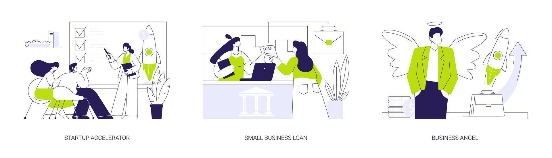 Startup funding abstract concept illustrations. vector