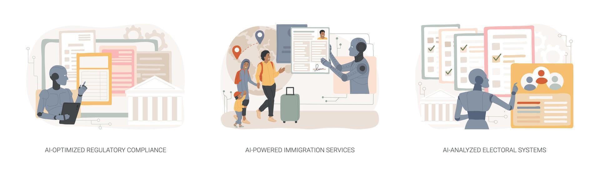 AI in Government Management abstract concept illustrations. vector