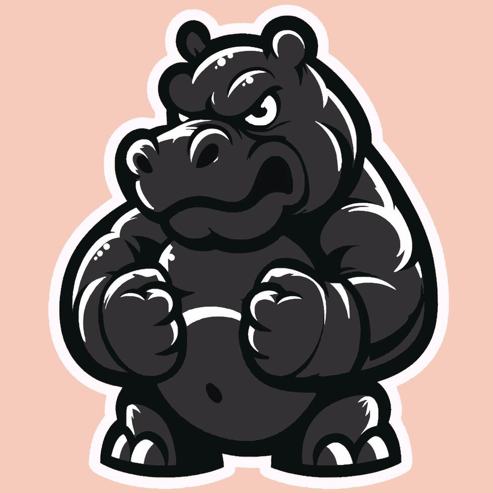 A cartoon hippo with a fist on his chest vector