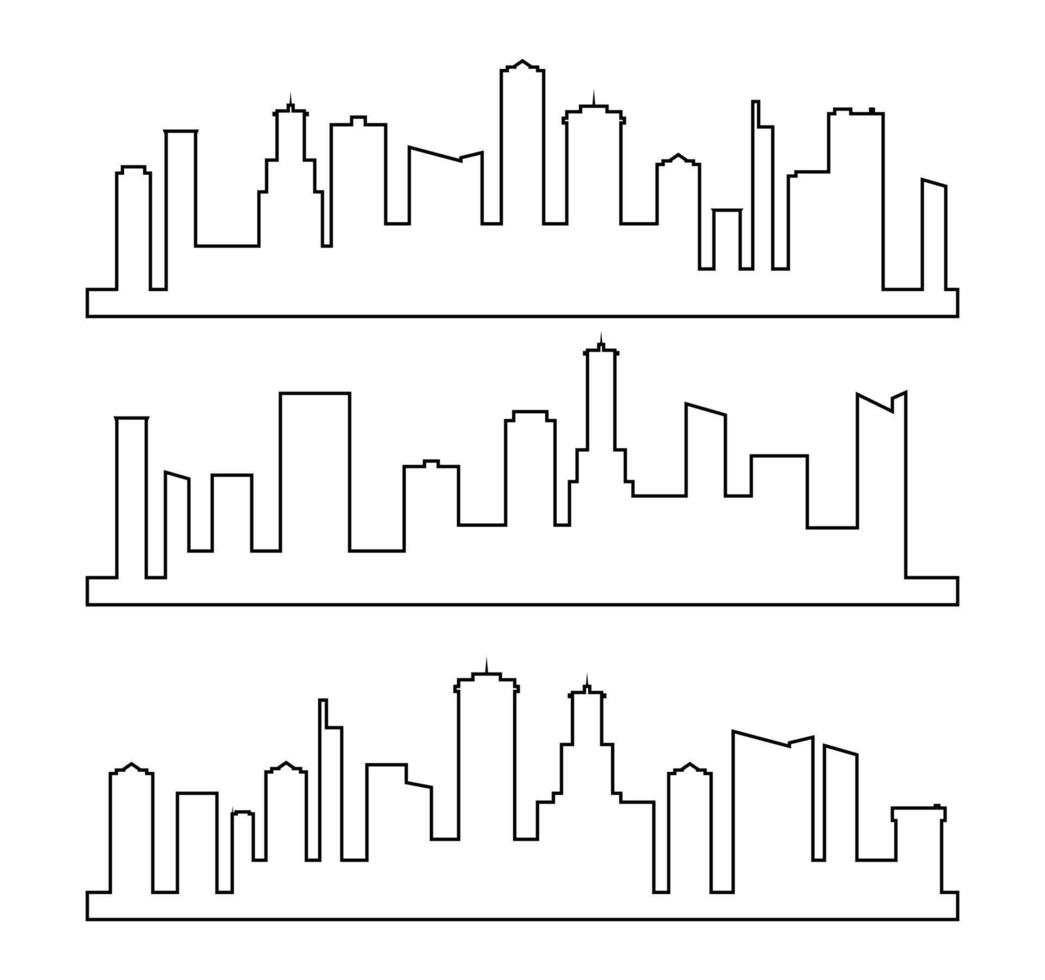 Set of modern cityscape outline . Metropolis architecture landscape design. vector