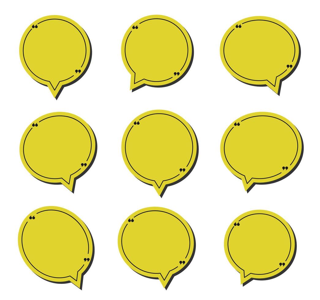 Quote box frame set. Quote text in speech bubble. vector