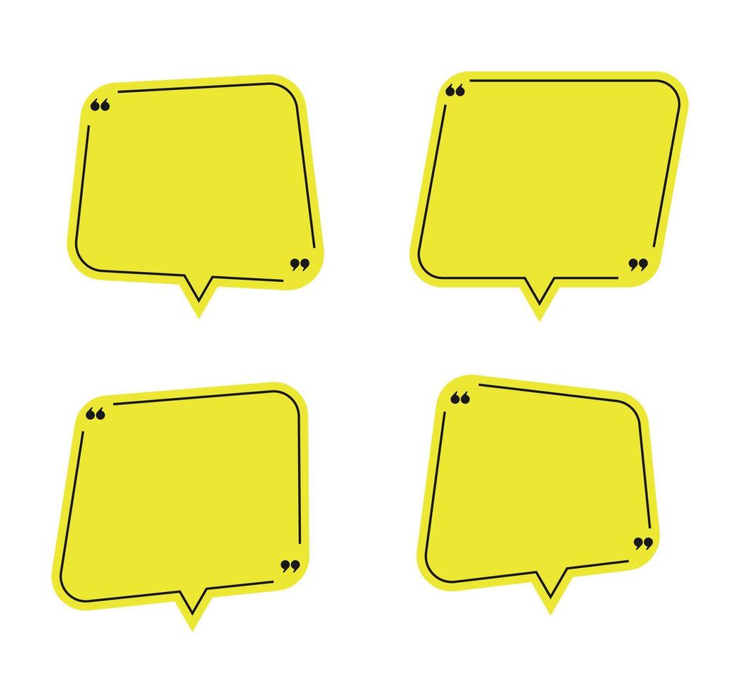 Yellow quotes frame bubble speech box isolated on white. illustration vector
