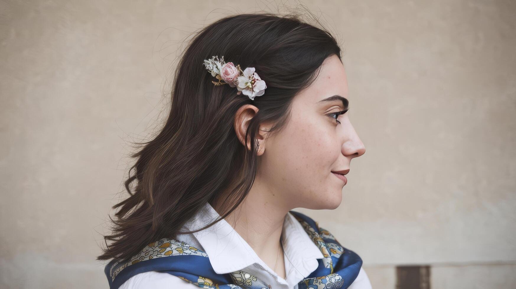 A woman with a flower in her hair photo