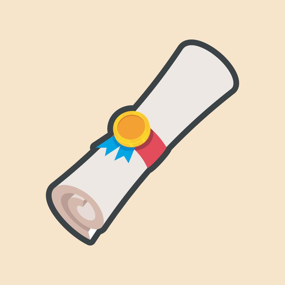 scrolled paper with outline flat design. vector