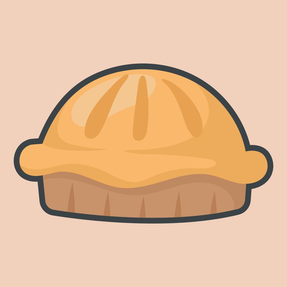 pie cake food with outline flat design. vector