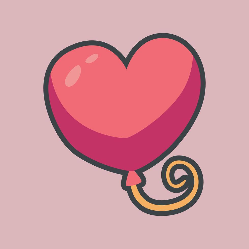 love balloon with outline flat design. vector